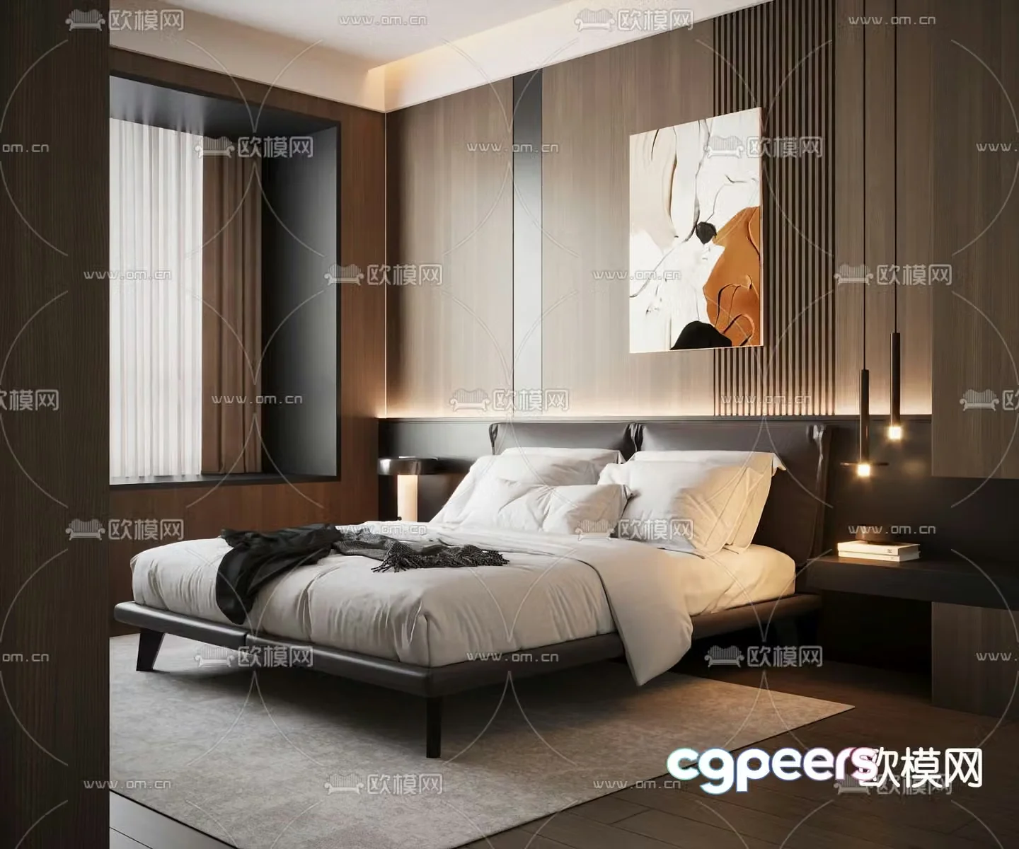 Italian double bed 3d model