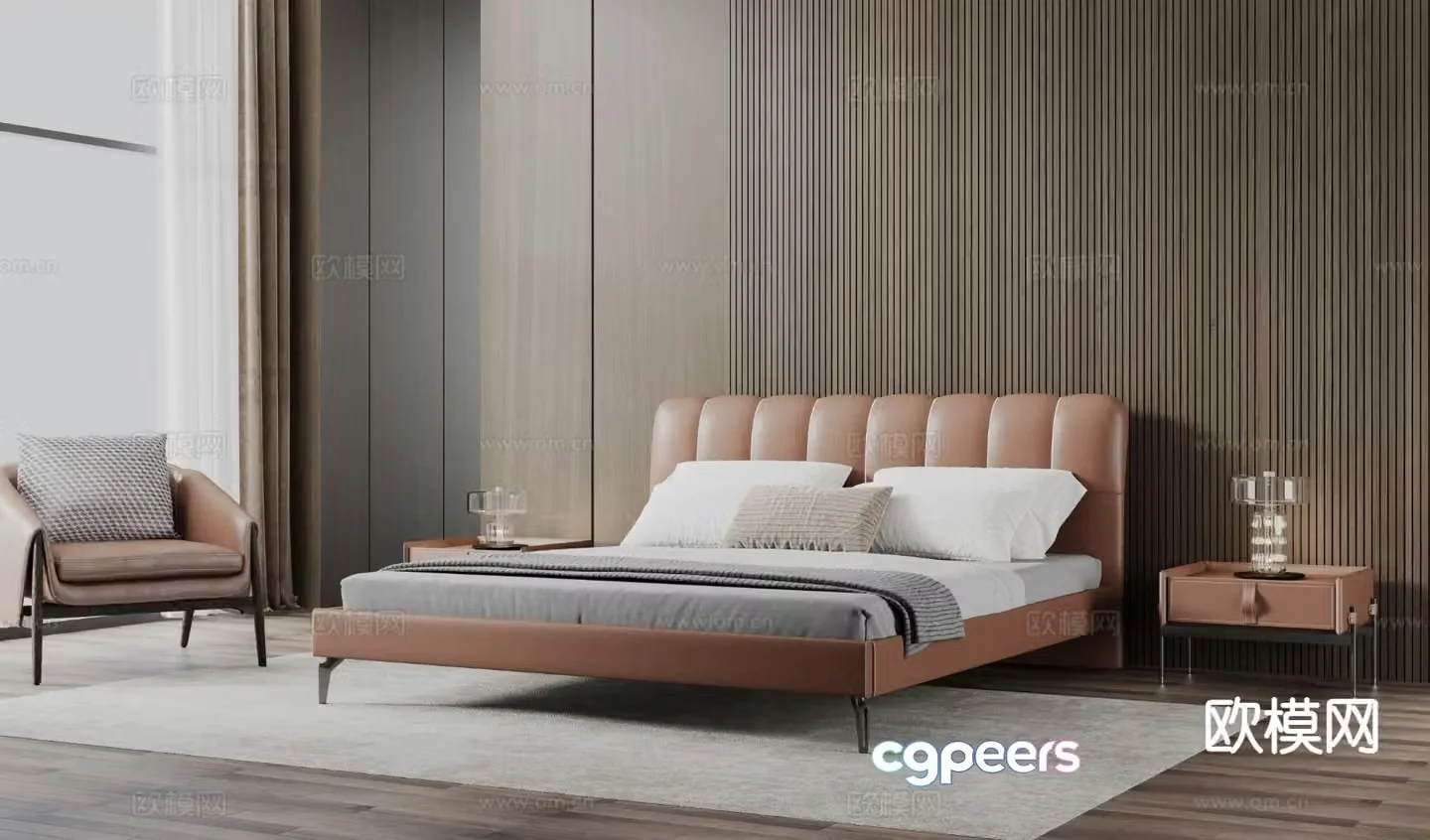 Italian double bed 3d model