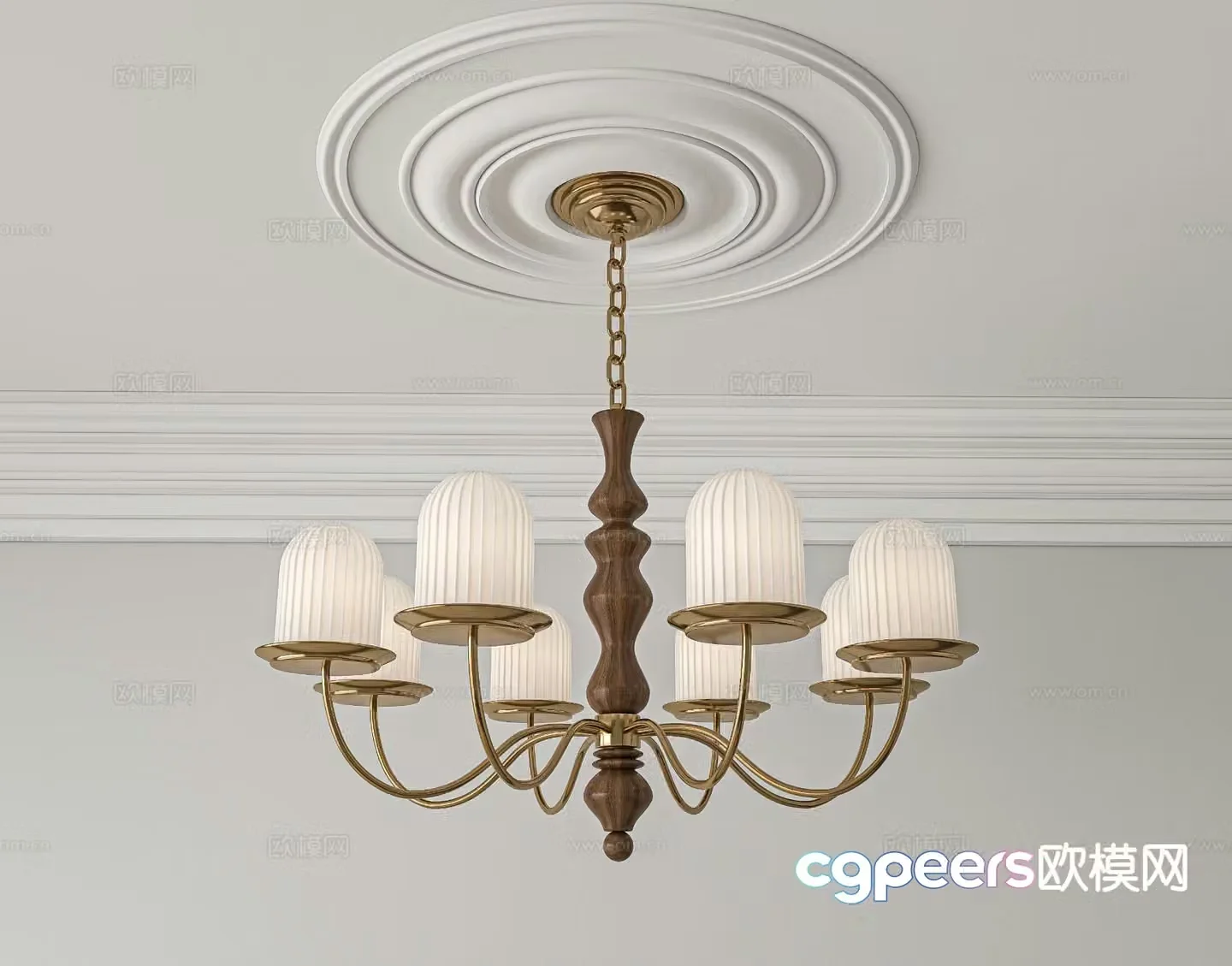 French retro chandelier multi-head chandelier 3D model