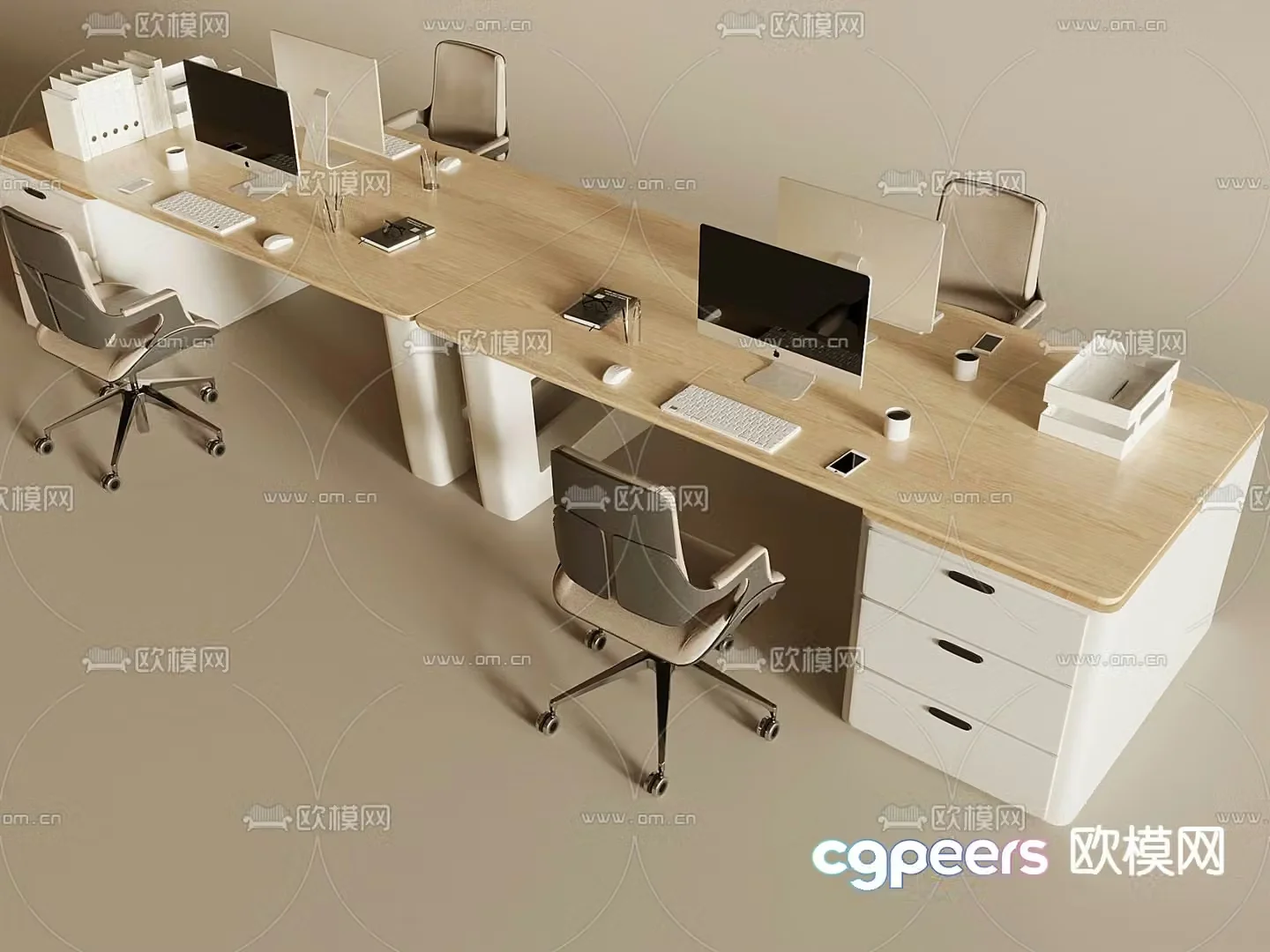 Card desk staff desk workstation 3D model