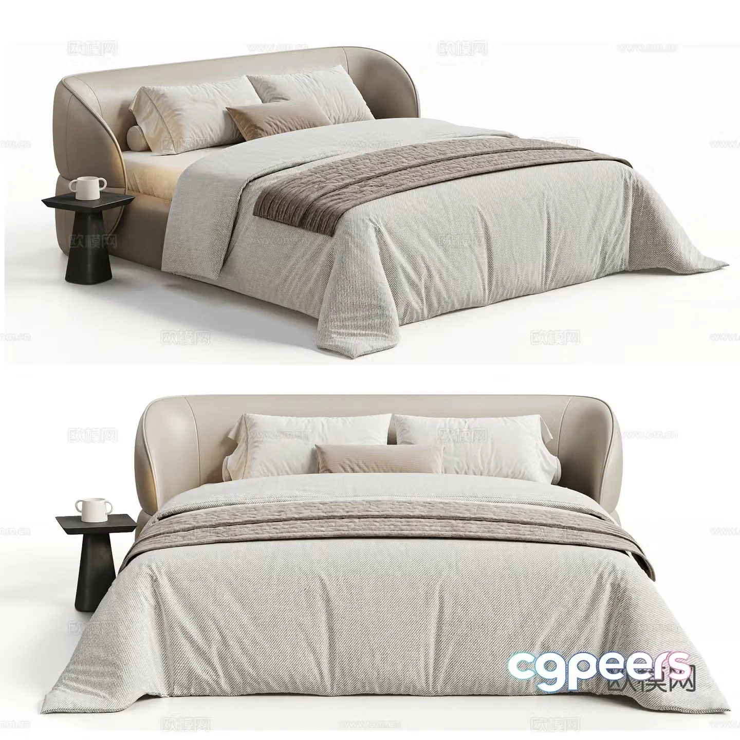 BAXER modern double bed cream style double bed Italian double bed French double bed 3d model