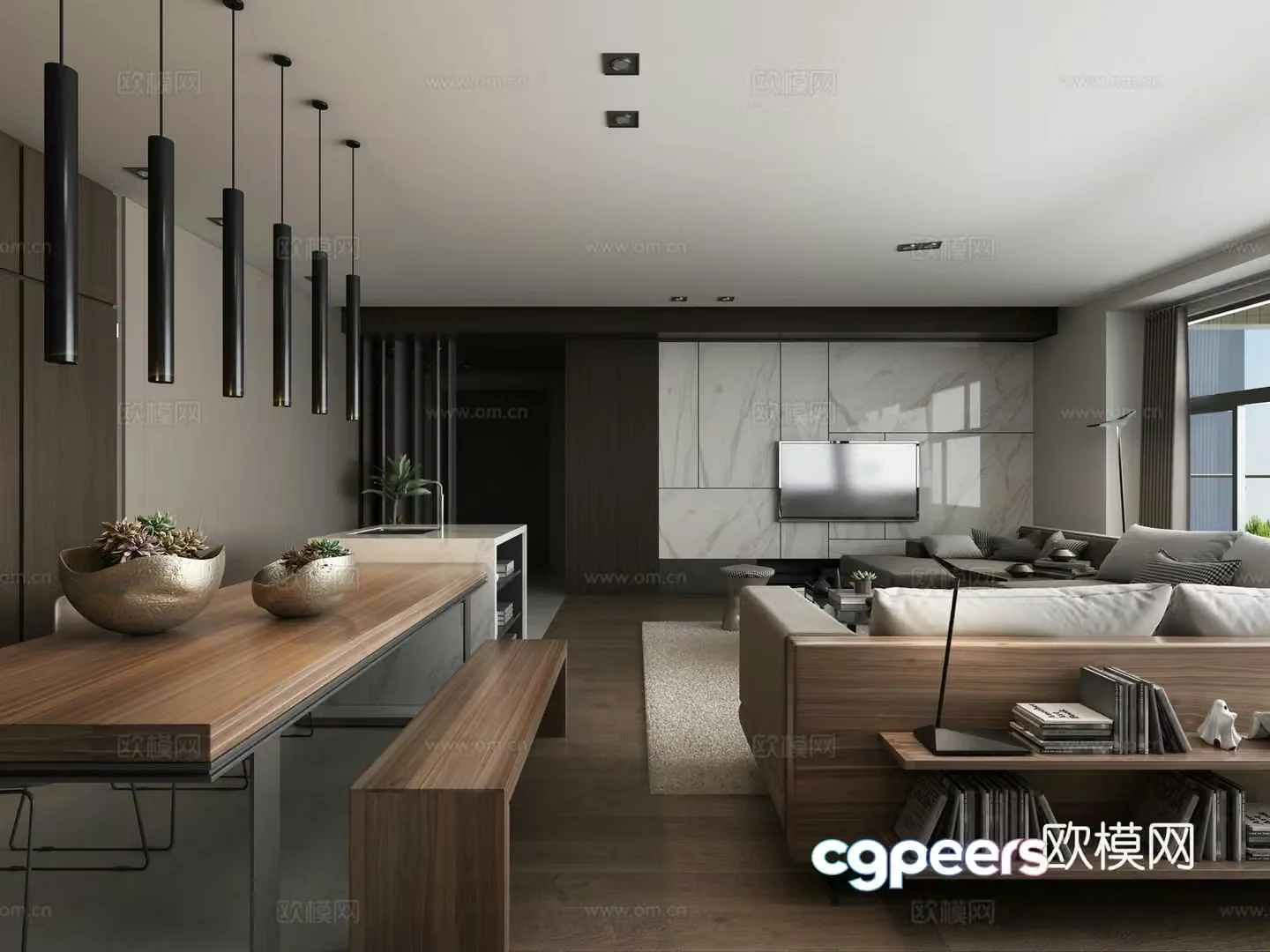 Modern living room dining cabinet 3d model
