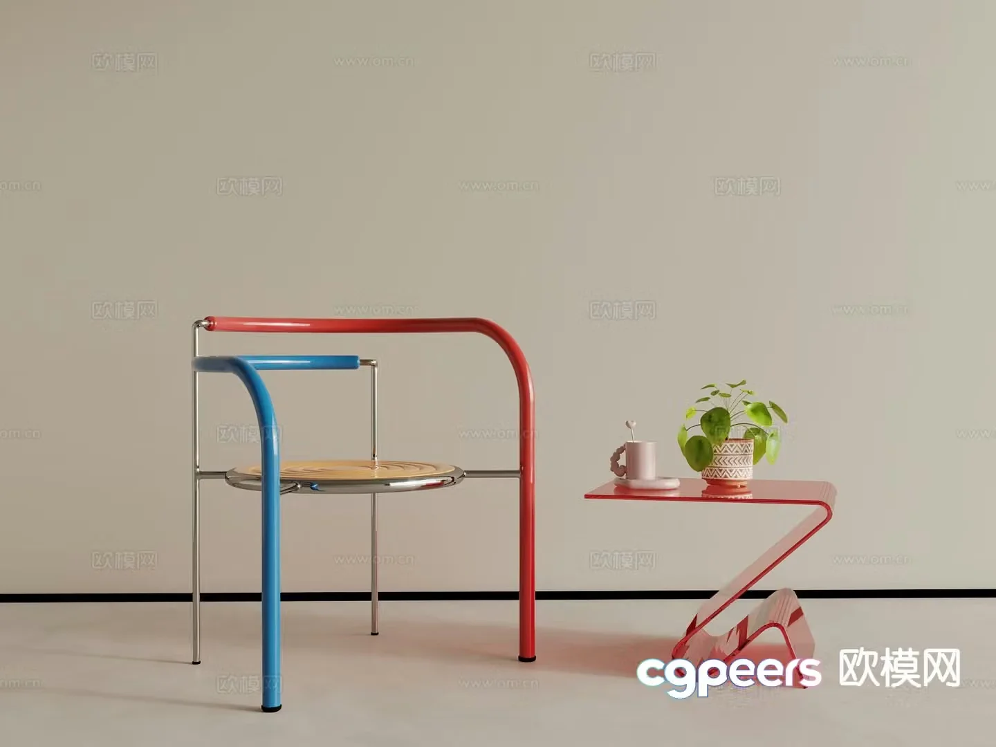 bauhaus memphis chair lounge chair 3d model