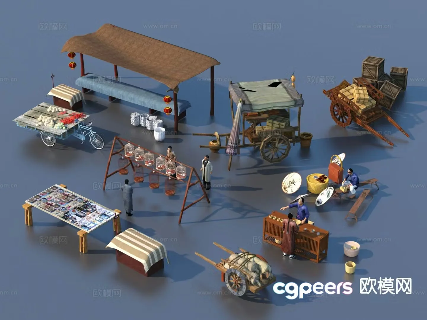 Chinese stall folk sketch 3D model
