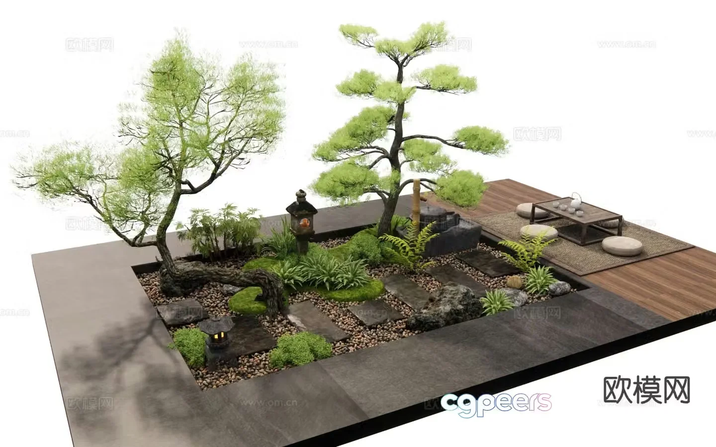 Japanese courtyard landscape courtyard landscaping 3d model
