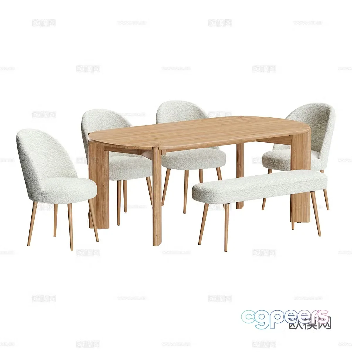 New Chinese dining table and chair 3D model