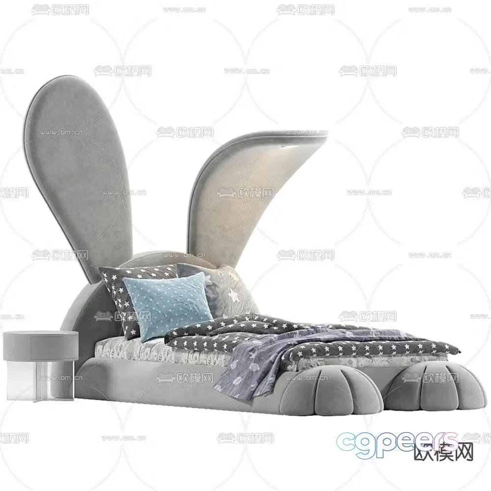 Modern bunny ears shaped children’s bed 3d model
