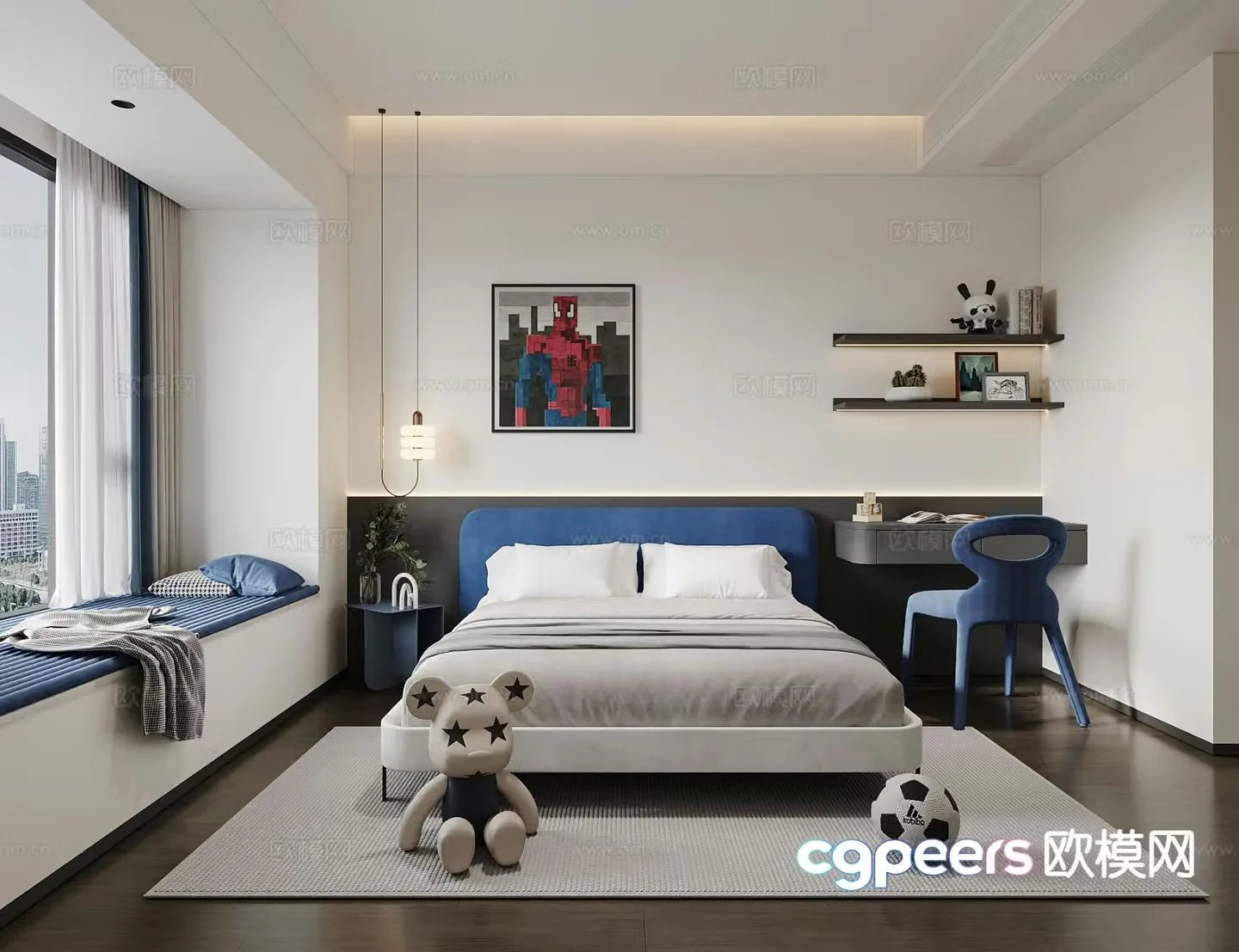 Modern boy’s room second bedroom bedroom 3d model