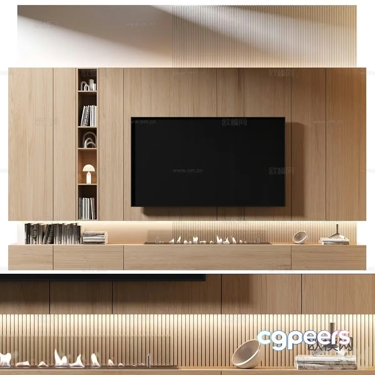 Modern minimalist TV background wall 3d model