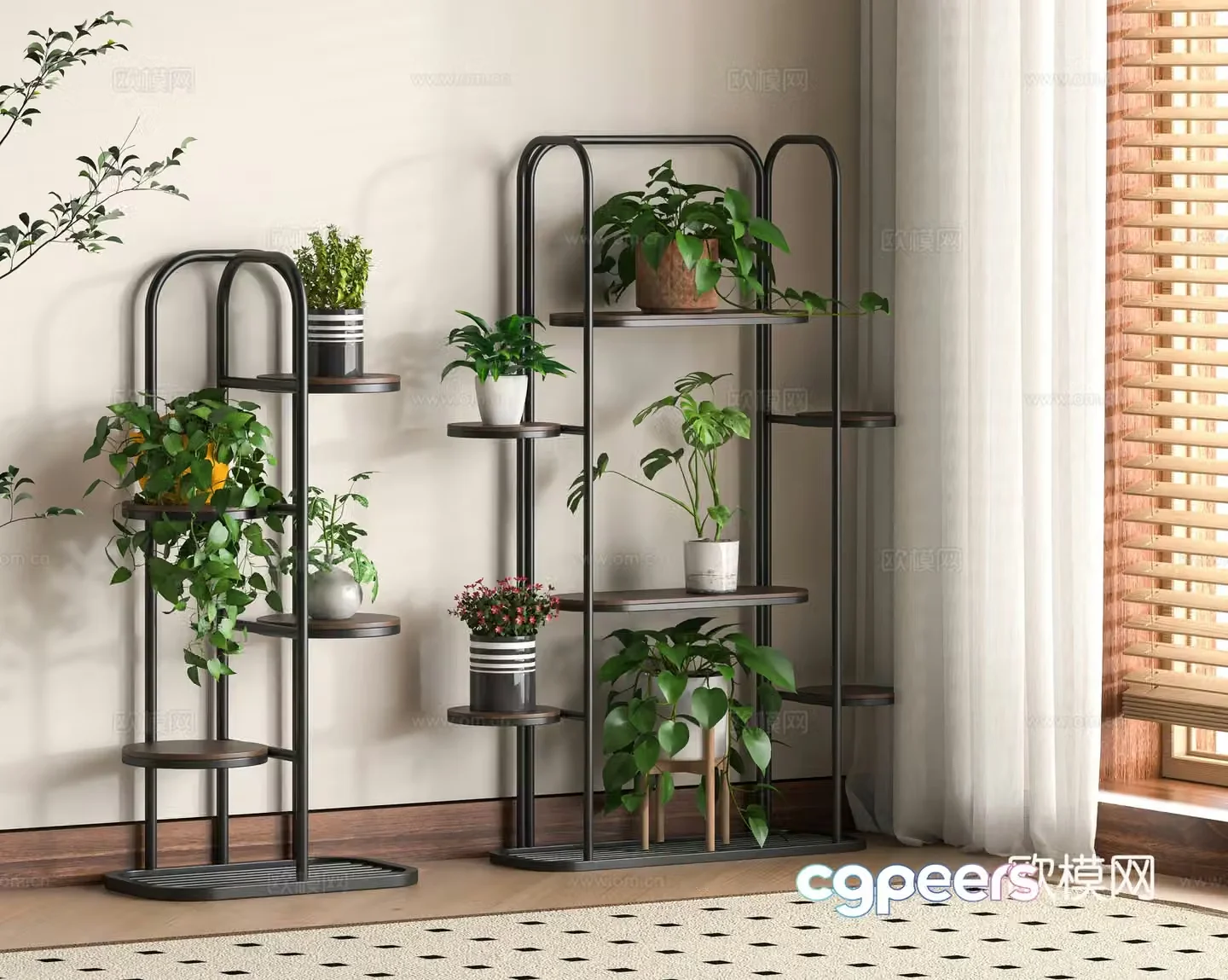 Modern wrought iron flower stand 3D model