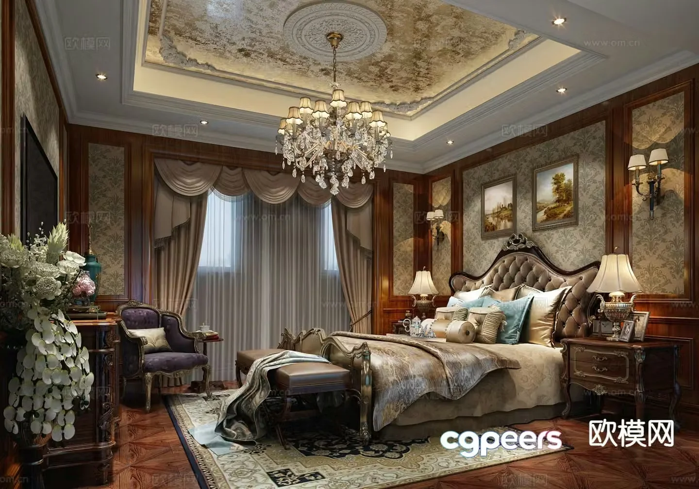 European style bedroom master bedroom 3d model