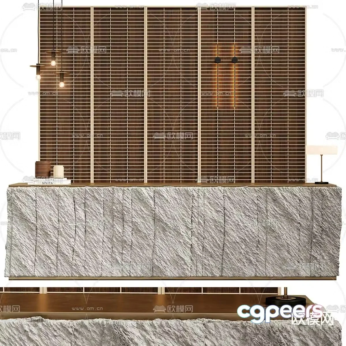 wabi-sabi front desk reception desk service desk 3d model