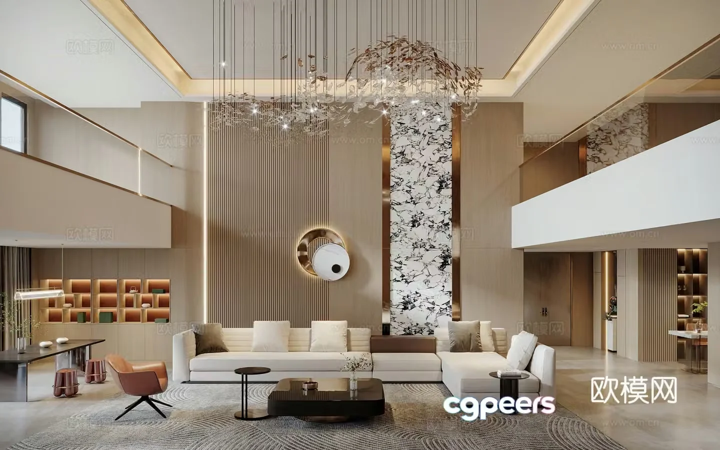 Modern duplex living room 3d model