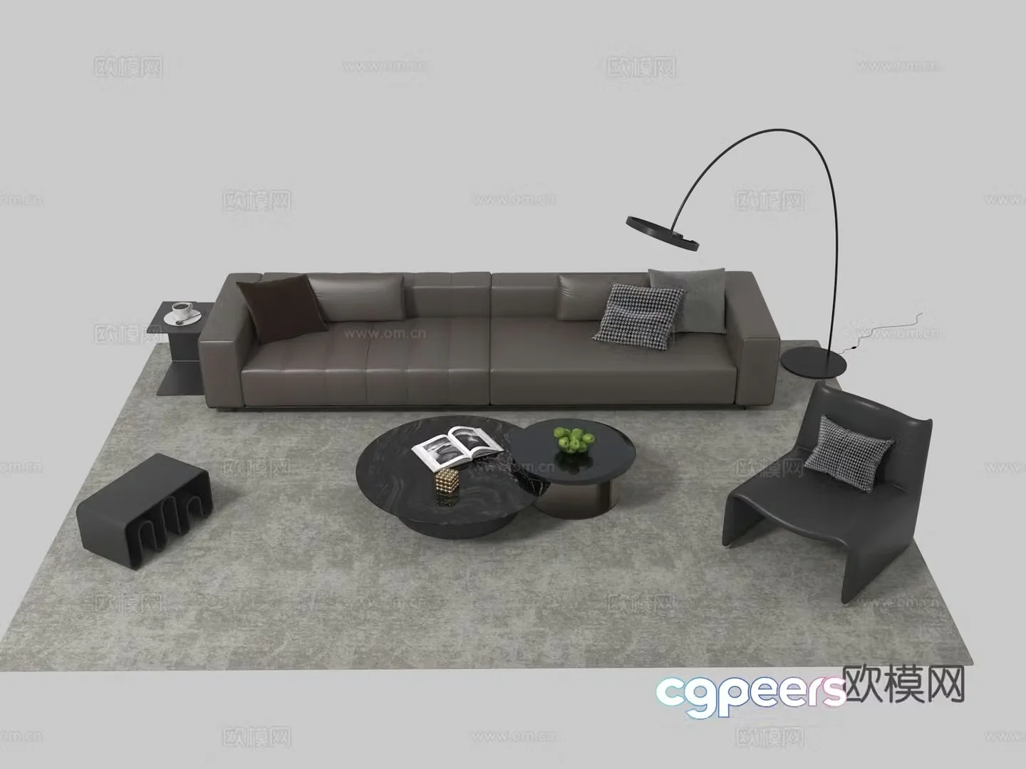 Modern Italian sofa coffee table combination 3D model