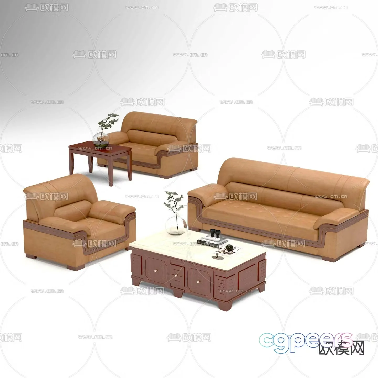 Leather sofa single sofa 3d model