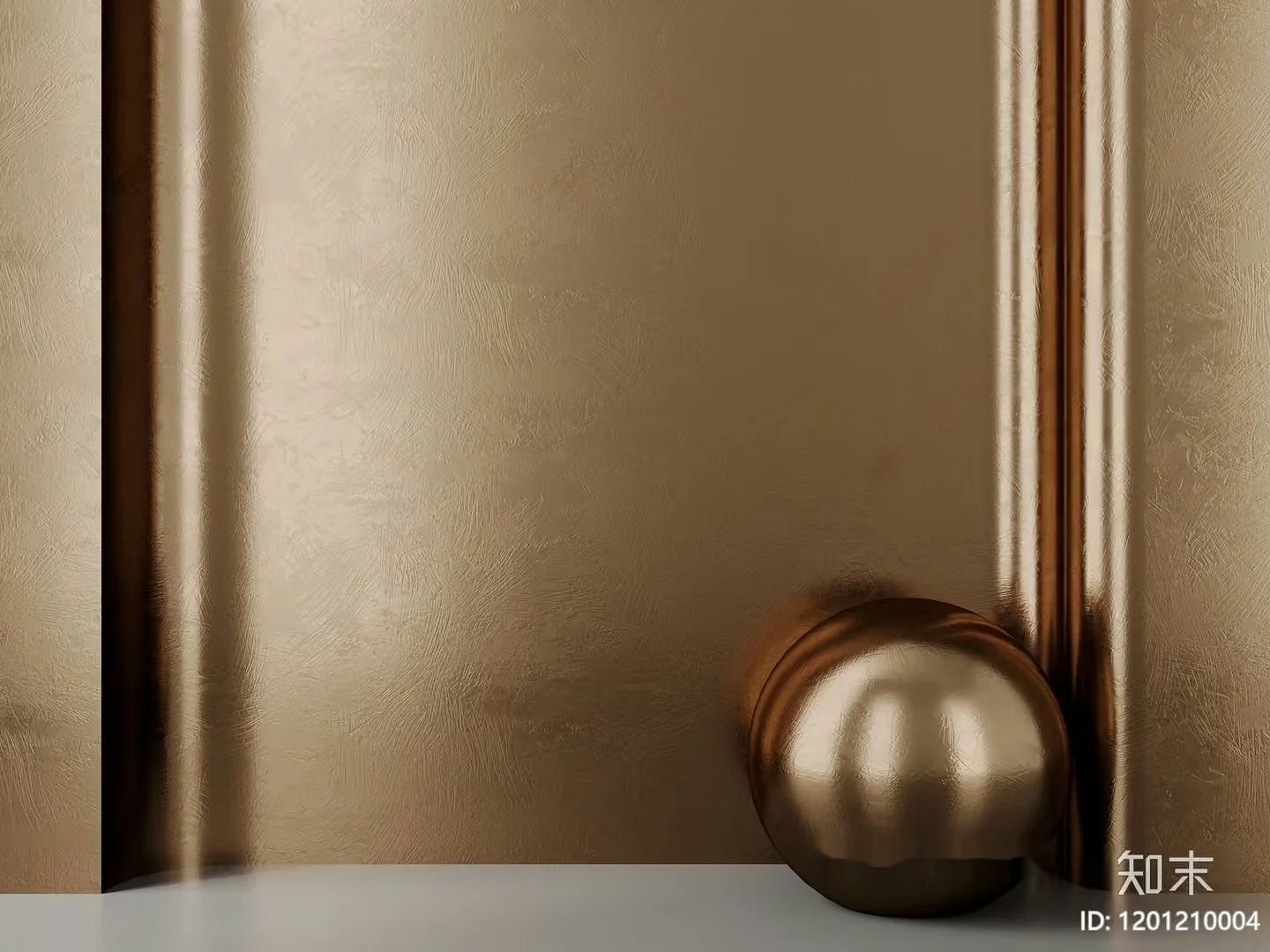 Gold Sphere Against Gold Wall 3D Model – 3622 – CORONA Render