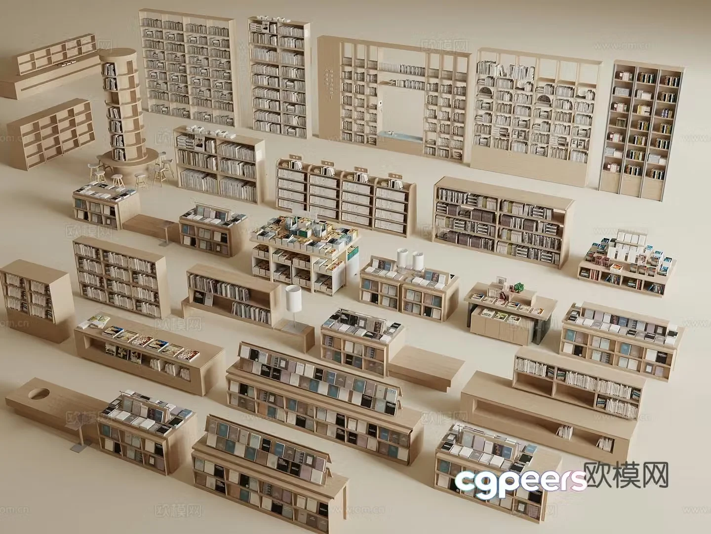 Modern bookcase Modern library bookcase Bookshelf Books 3d model
