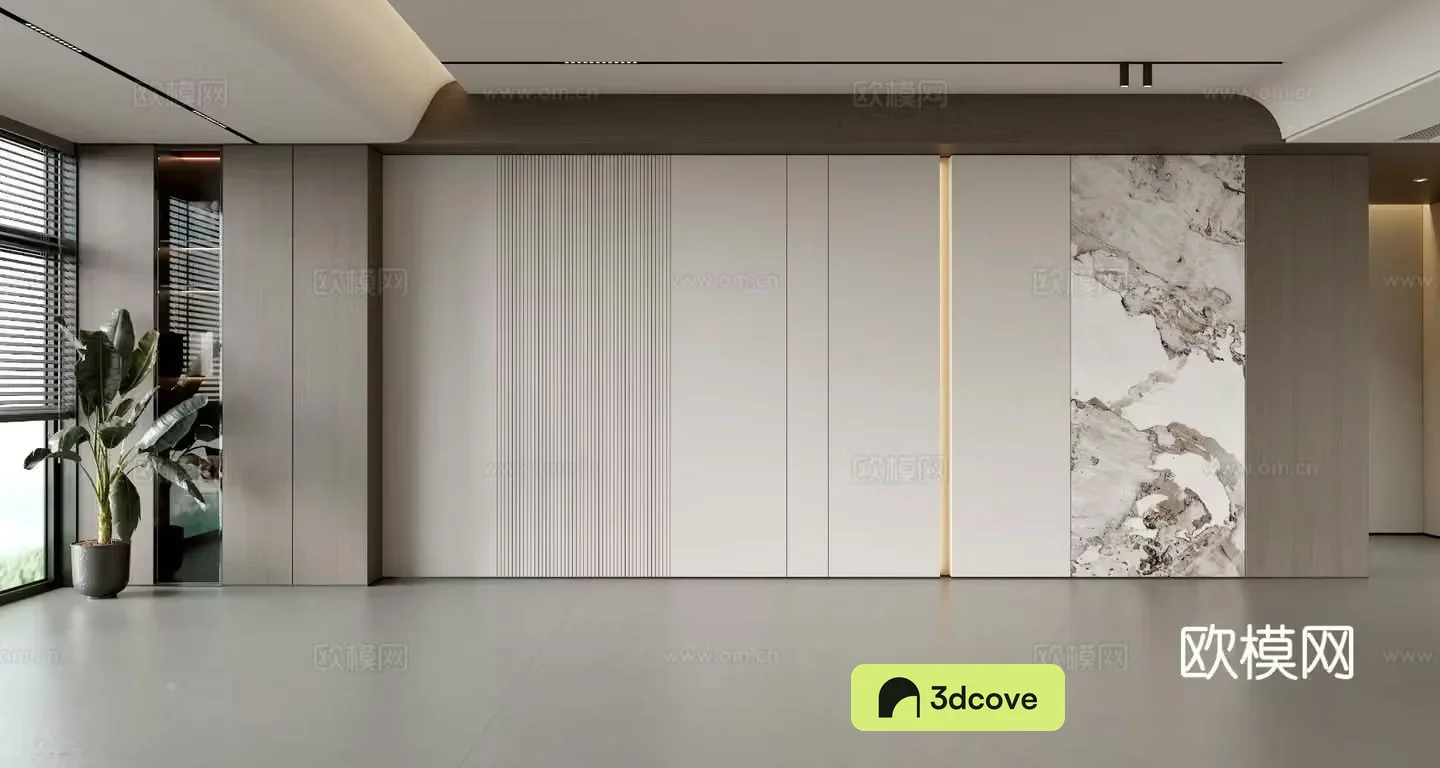 Italian sofa background wall modern ornament balcony cabinet living room cabinet wood veneer background wall