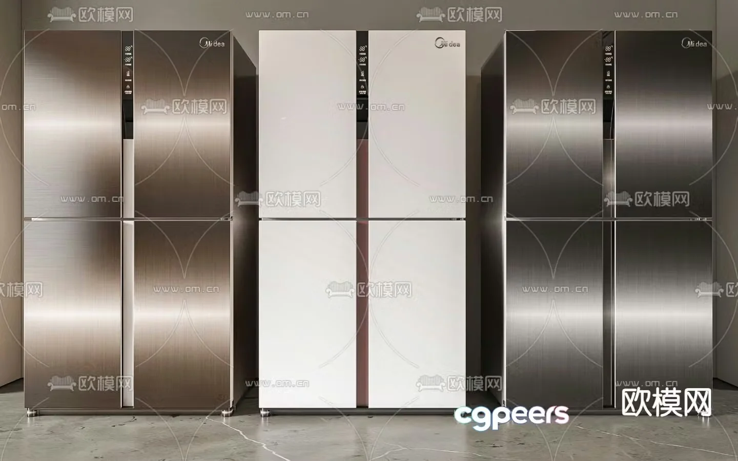 Double door refrigerator freezer 3d model