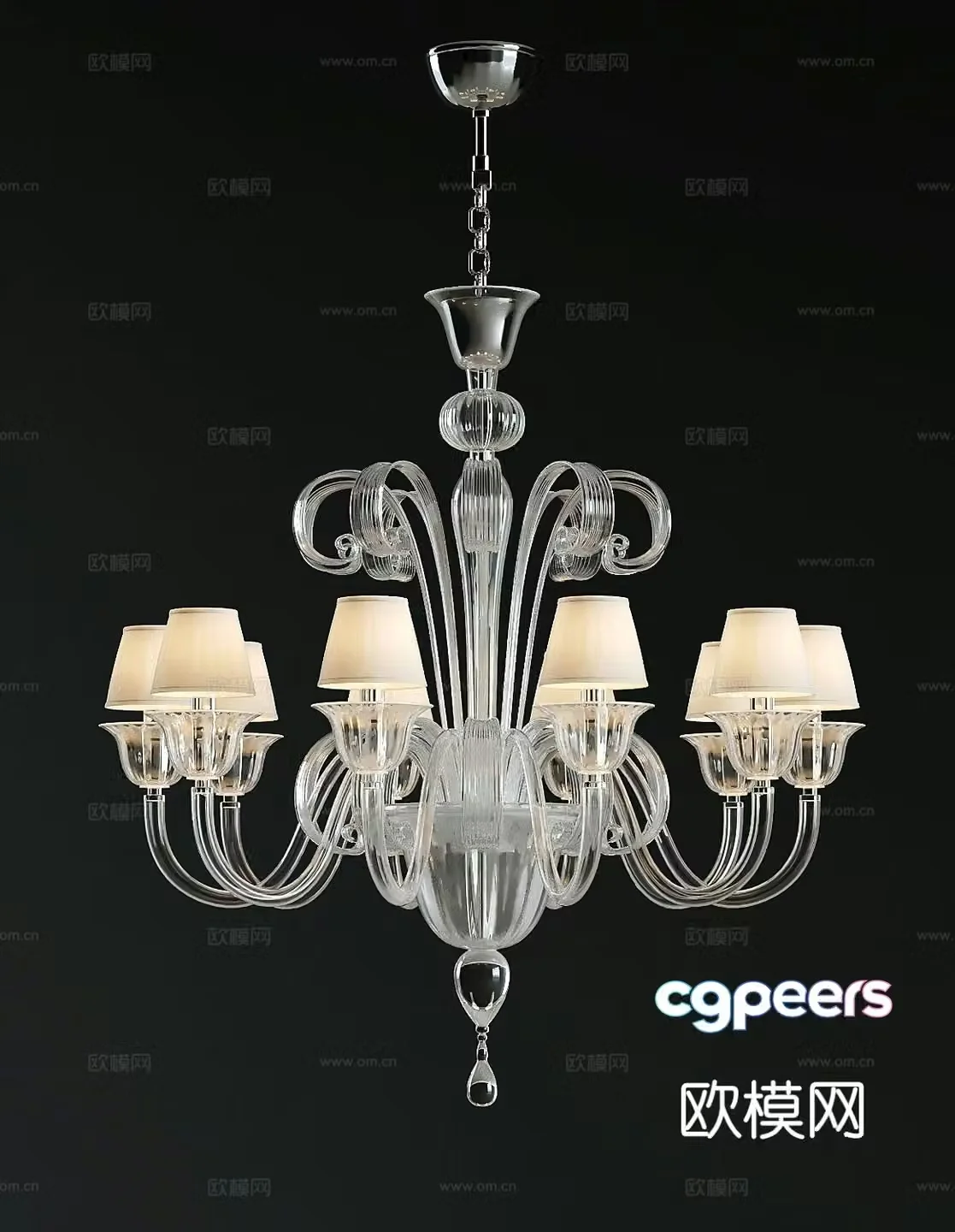 European crystal chandelier 3d model