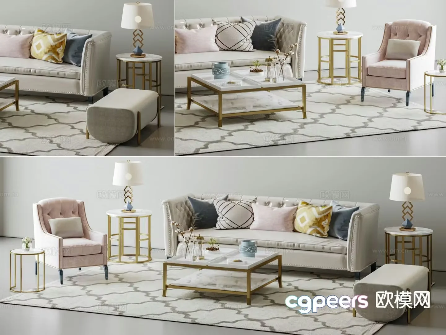American sofa set 3d model