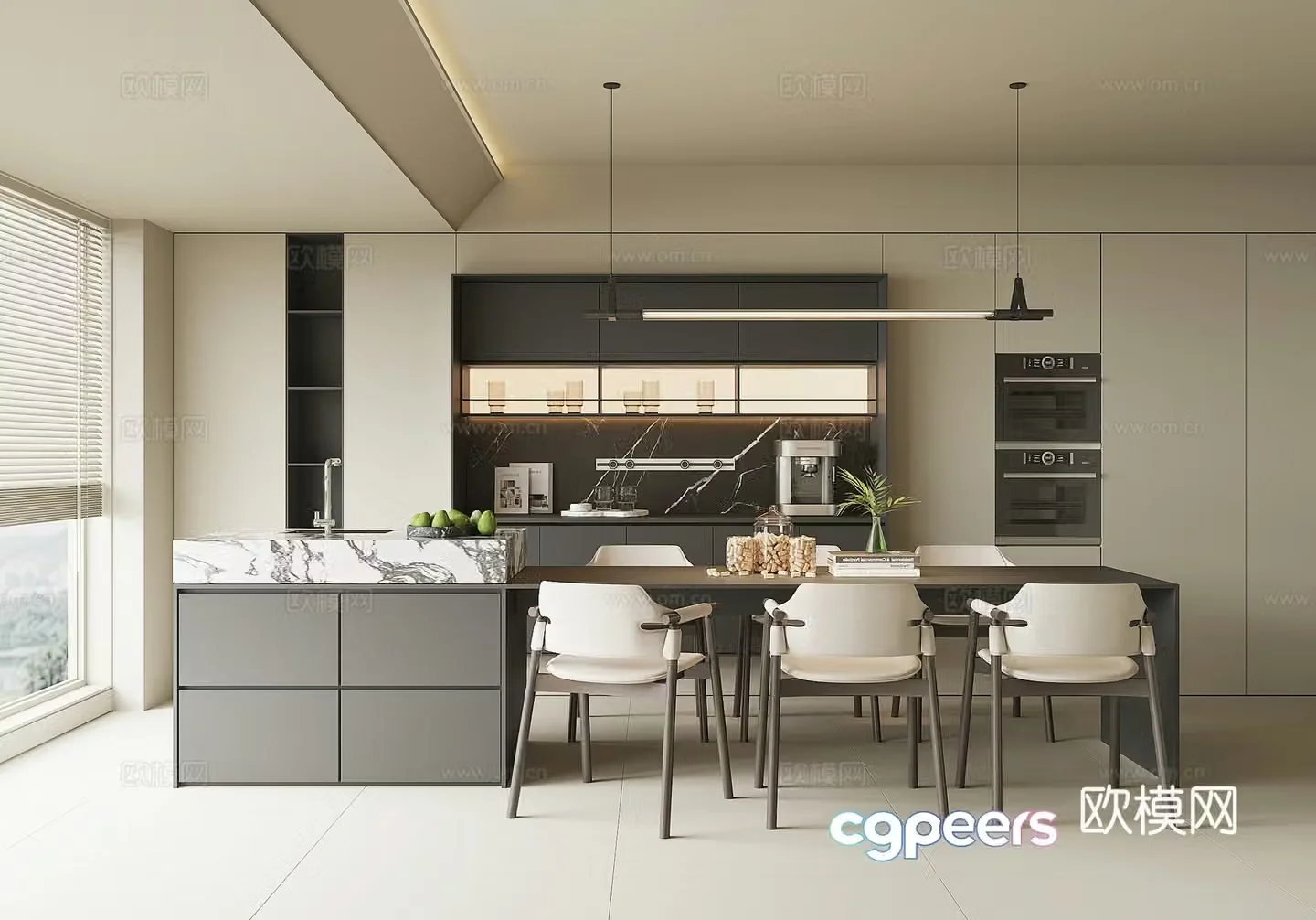 Modern island restaurant 3d model