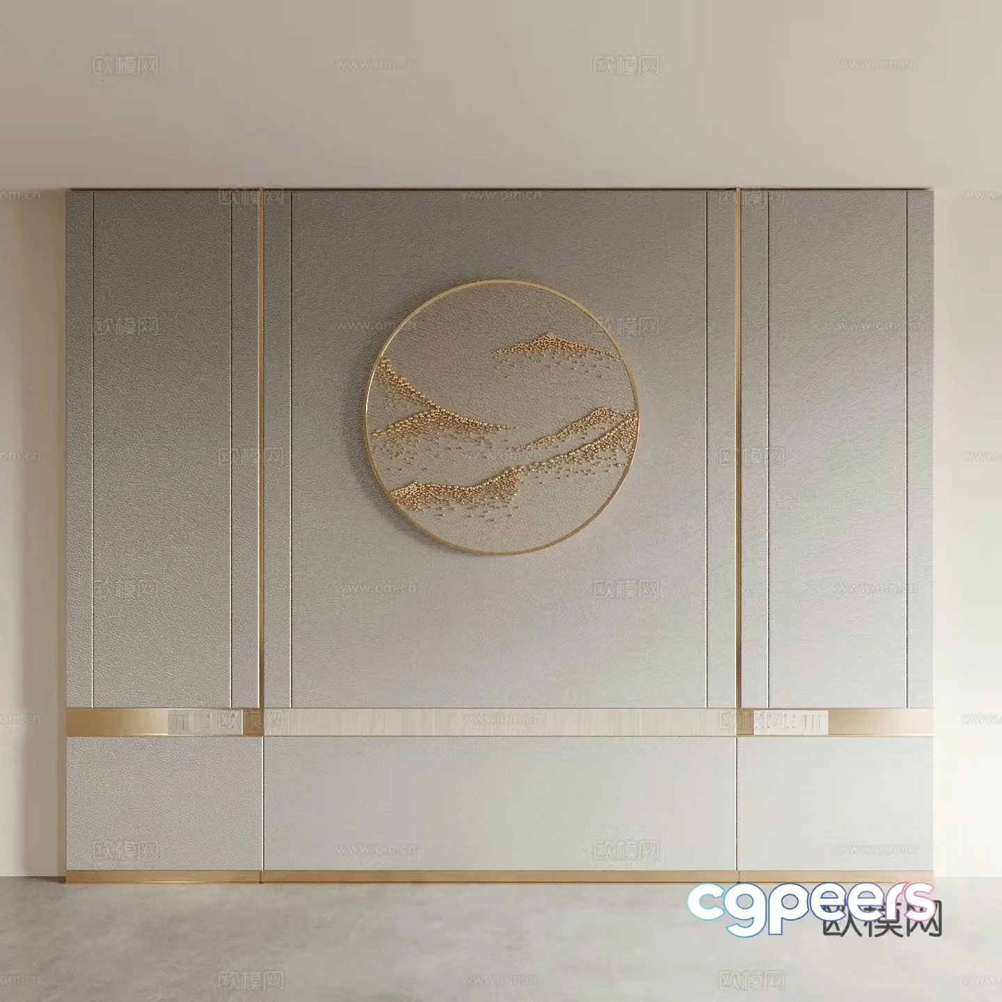 New Chinese style background wall bedside background wall 3d model