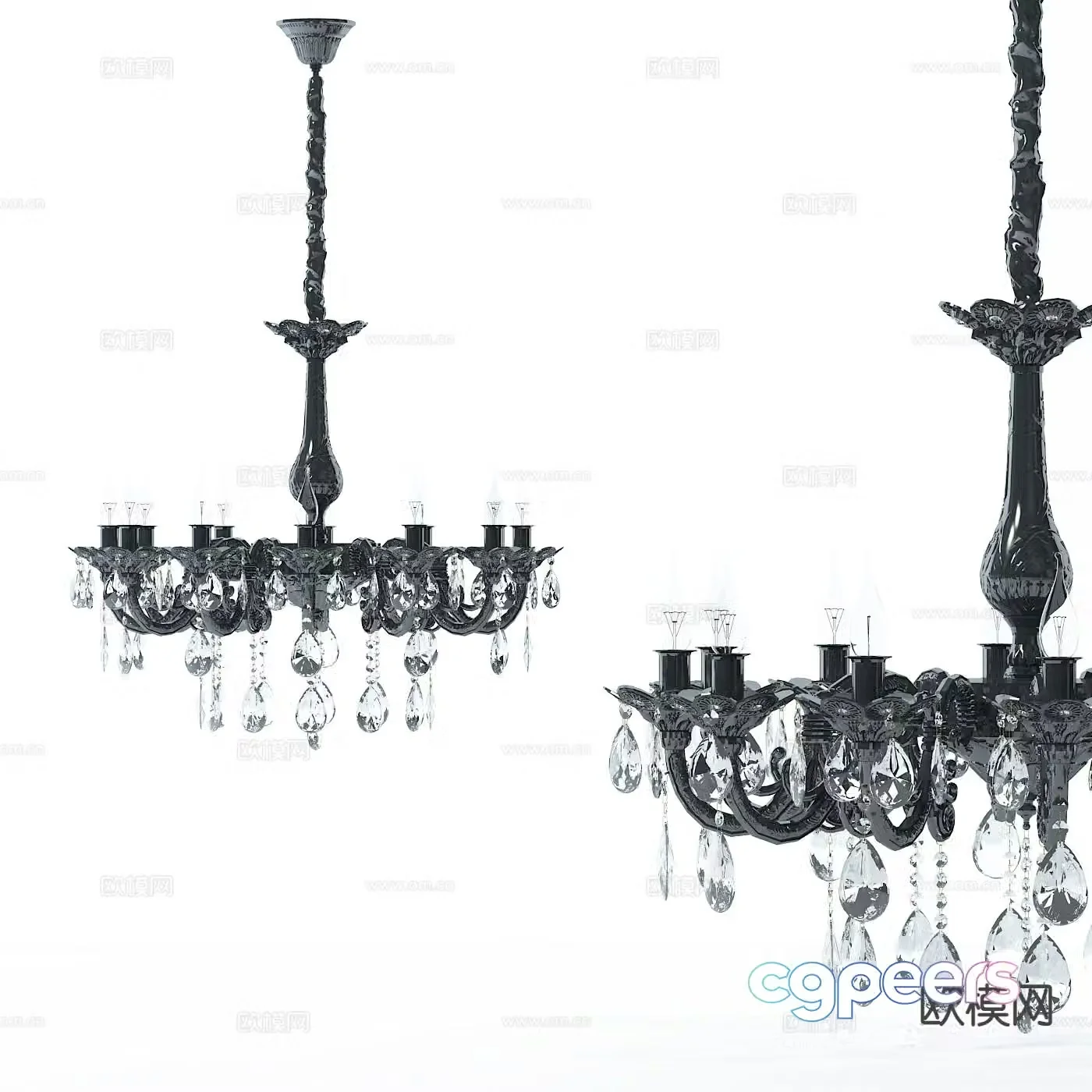 European crystal chandelier 3d model
