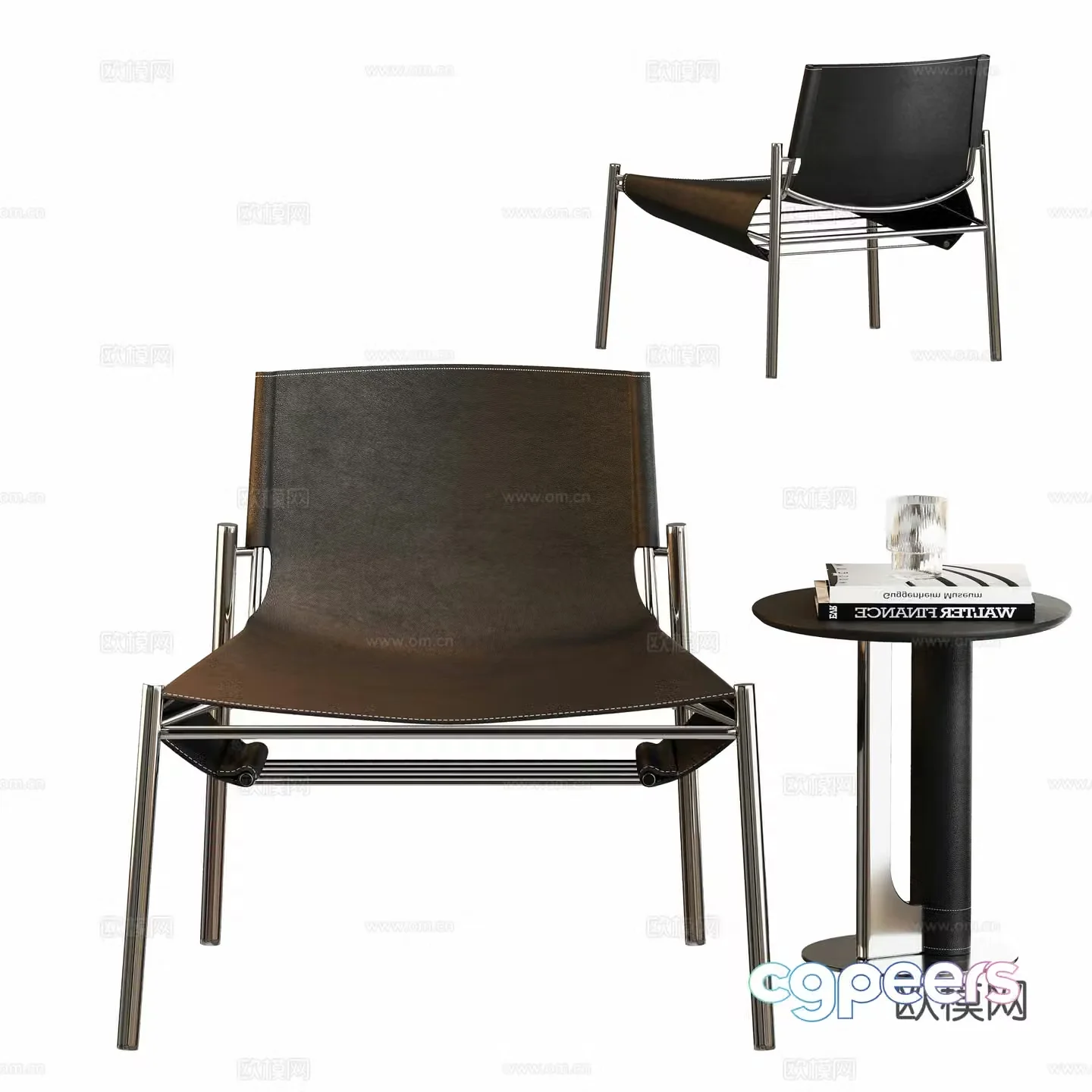 Modern metal leisure chair side combination 3D model
