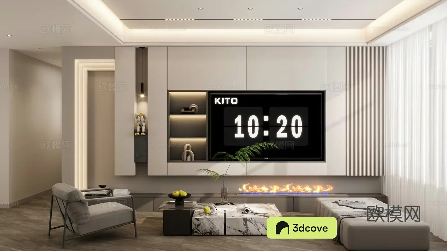 Italian living room TV wall area