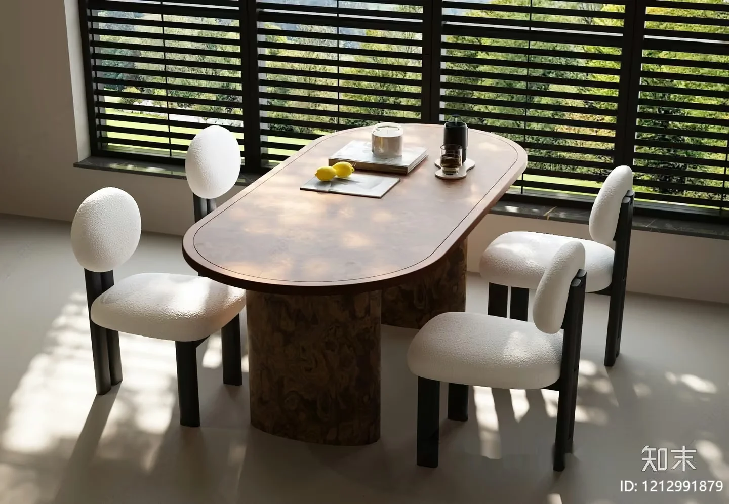 Modern Dining Table 3D Model – 15075 – VRAY Render