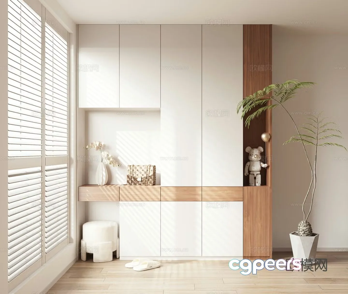 Combination shoe cabinet entrance 3D model