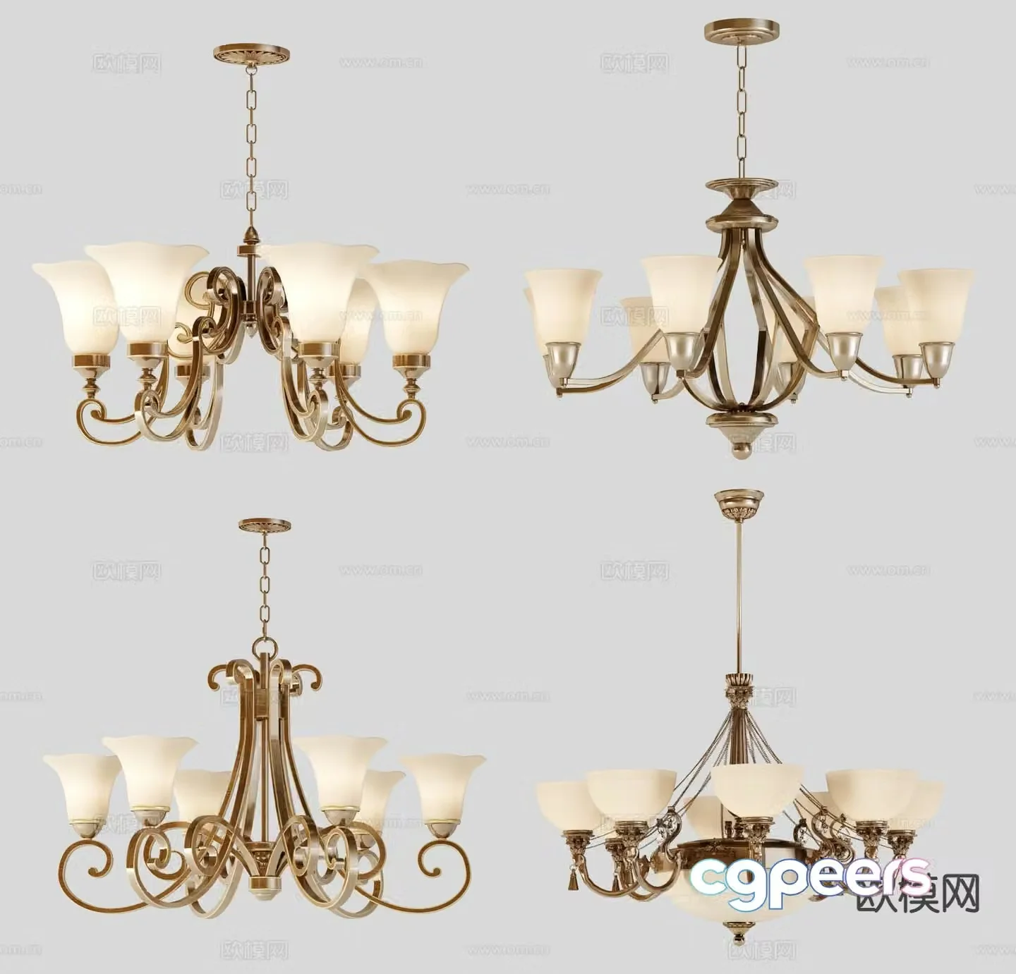 American chandelier multi-head chandelier 3d model