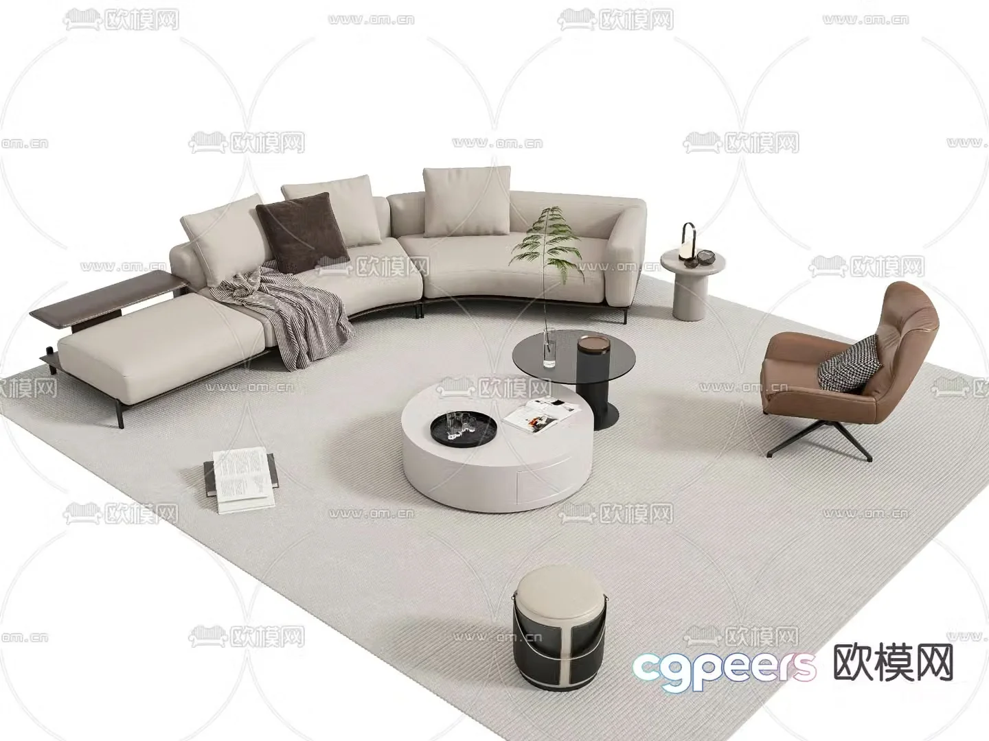 Modern modular sofa curved sofa 3d model
