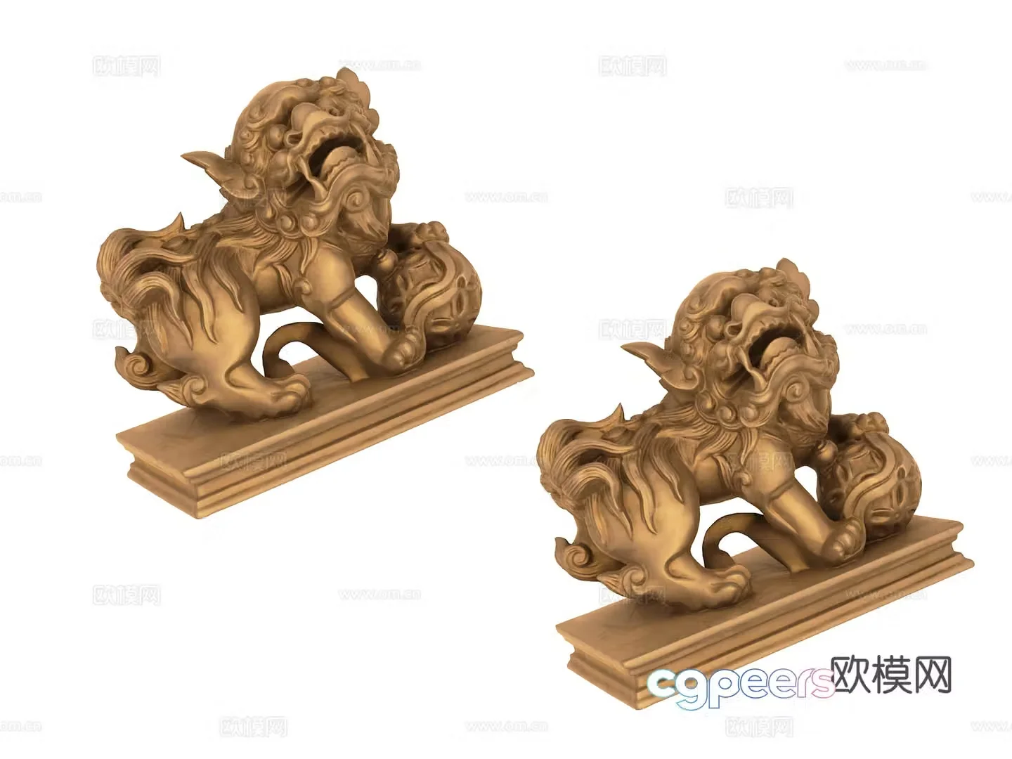 New Chinese sculpture lion sculpture 3d model