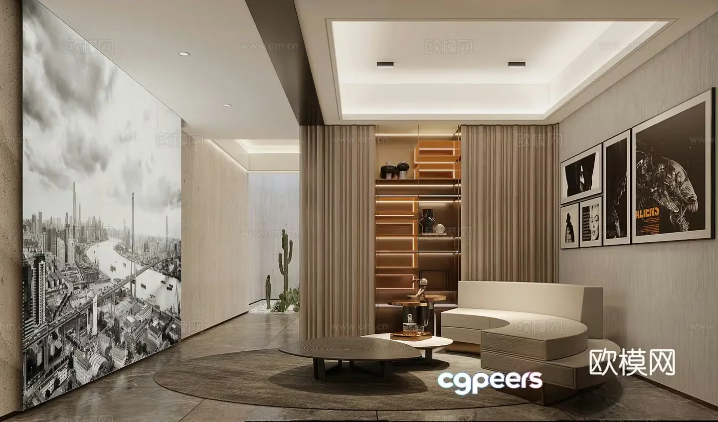 Modern basement recreation room entertainment room 3d model