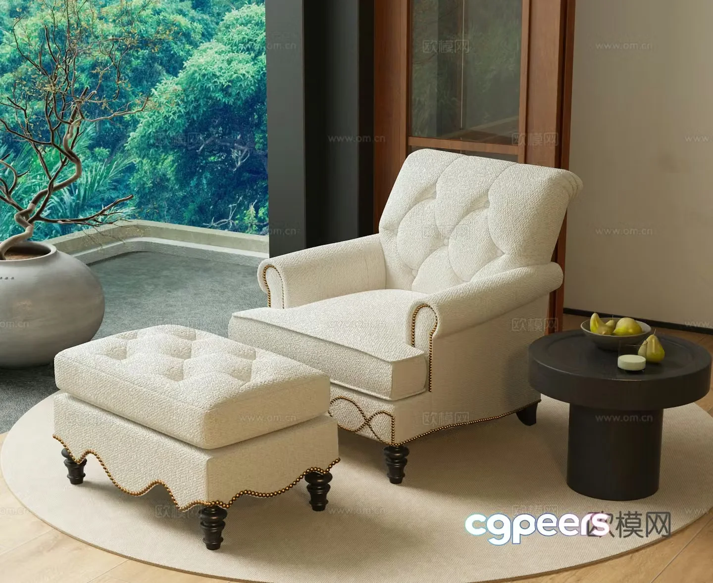 Modern French casual sofa American casual sofa French retro casual sofa 3d model