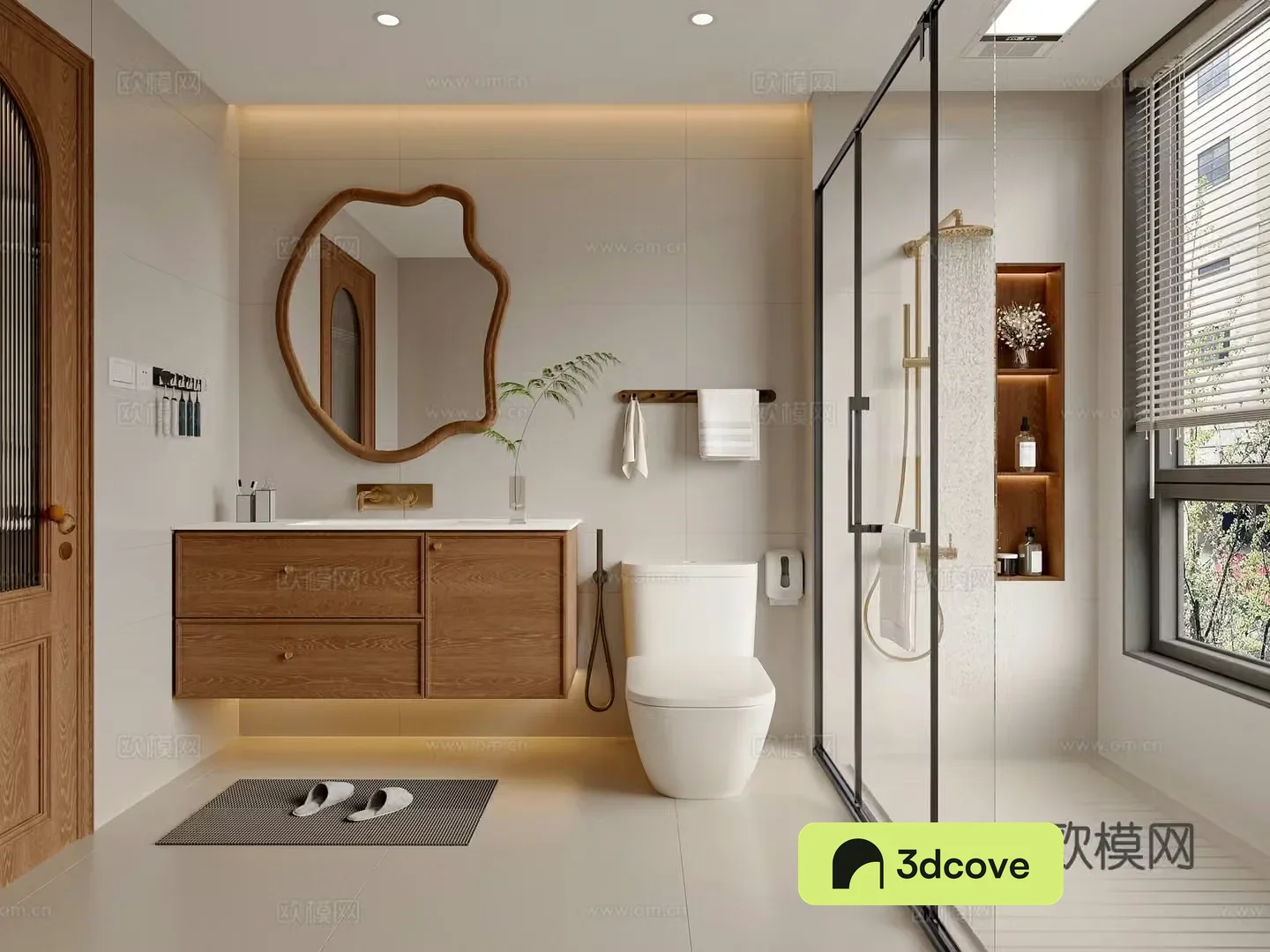 Middle-aged bathroom bathroom cabinet bathroom supplies shower toilet 3d model