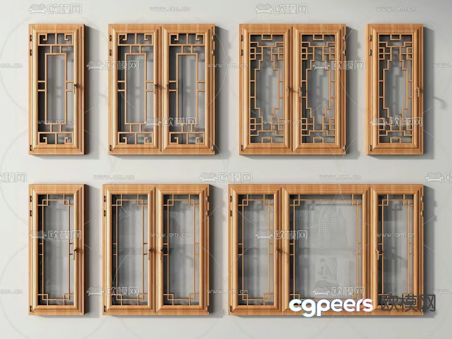 New Chinese style window Antique window casement window 3D model