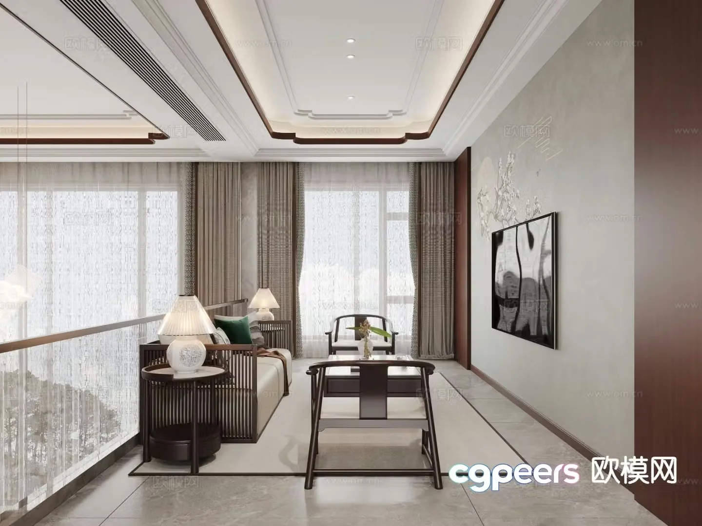New Chinese style leisure room living room 3d model