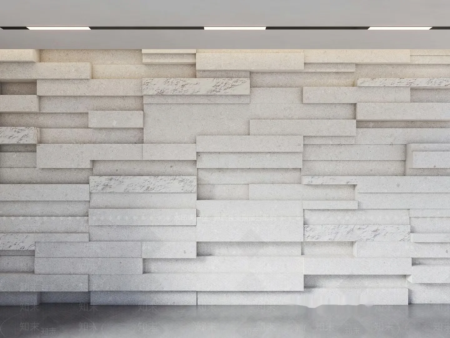 Modern White Stone Wall 3D Model – 15074 – VRAY Render