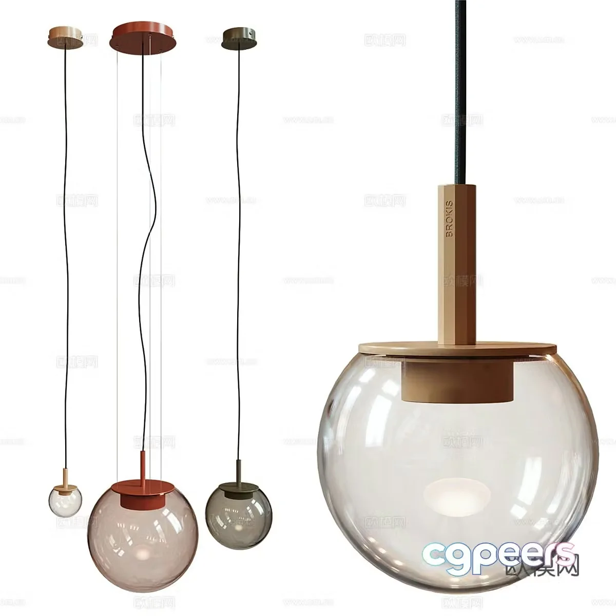 Modern light luxury minimalist BROKIS ORBIS glass chandelier 3d model