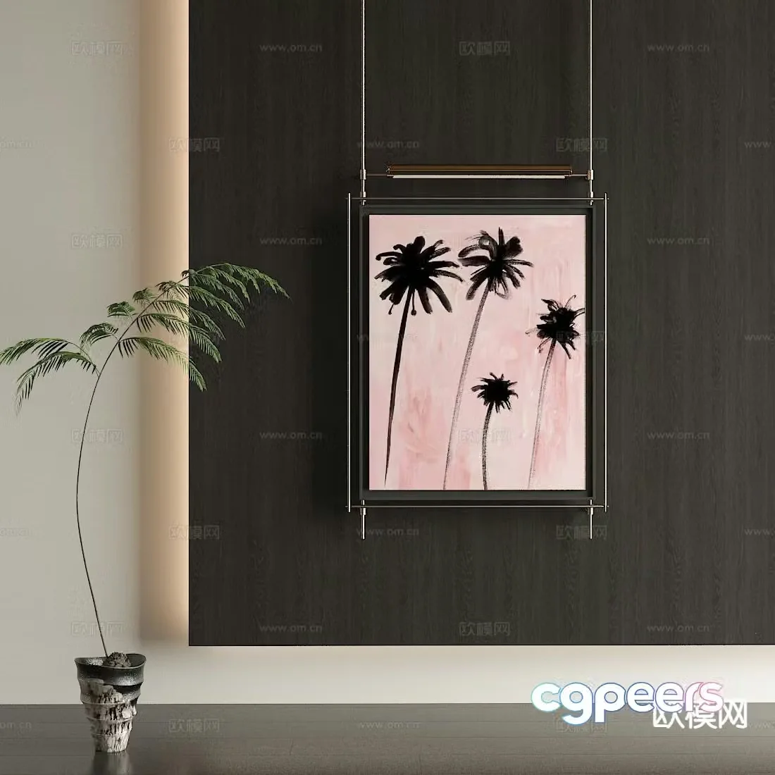 Modern decorative painting oil painting ink painting 3d model