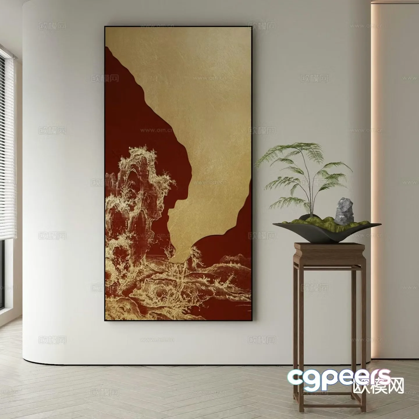 New Chinese style decorative painting national trend hanging painting 3D model