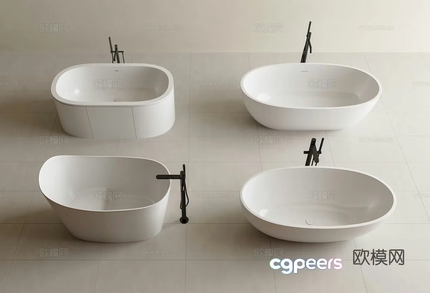 Bathtub Integrated Bathtub Bathtub faucet Jacuzzi Hotel Bathtub Modern Bathtub 3D Model