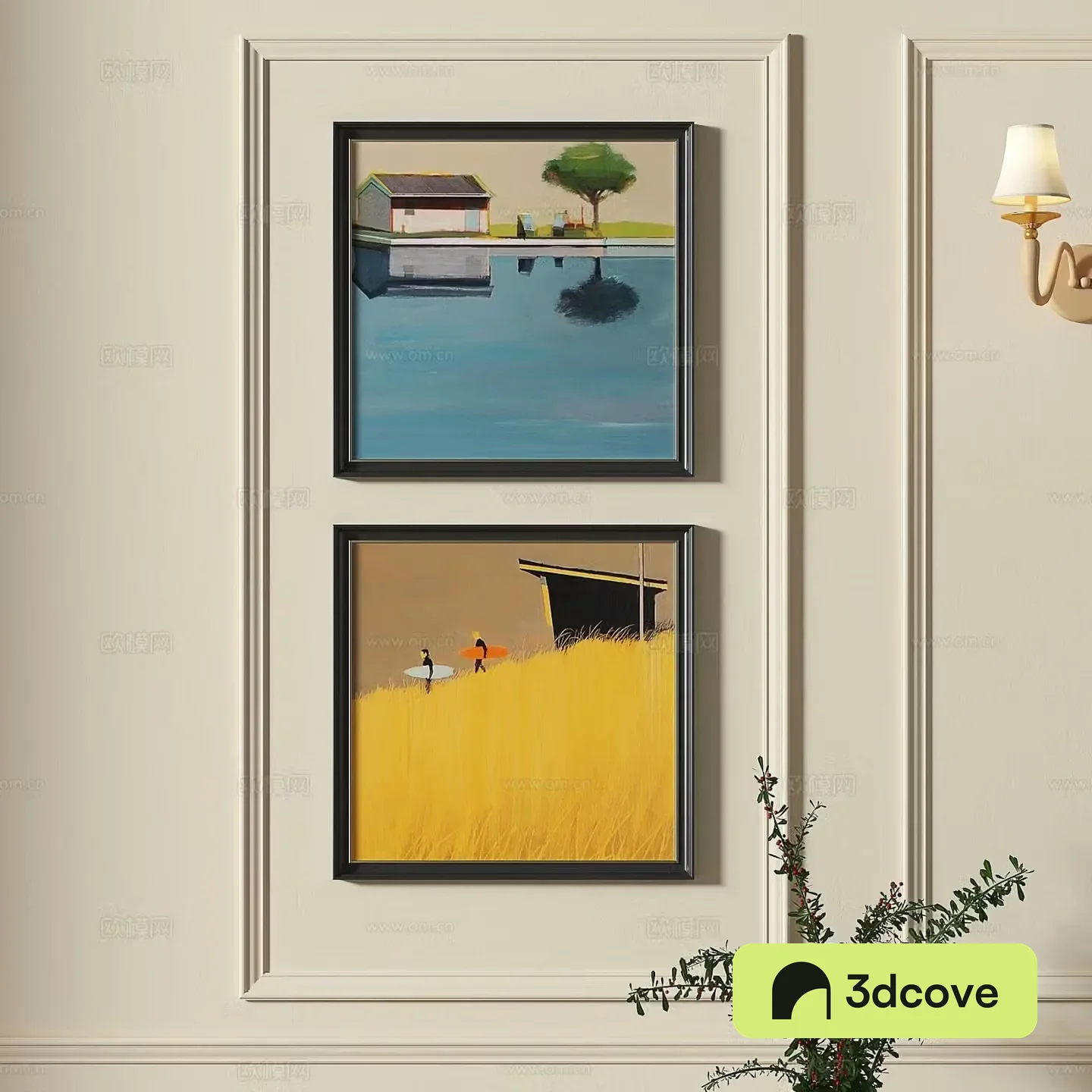 French retro hanging painting landscape painting decorative painting