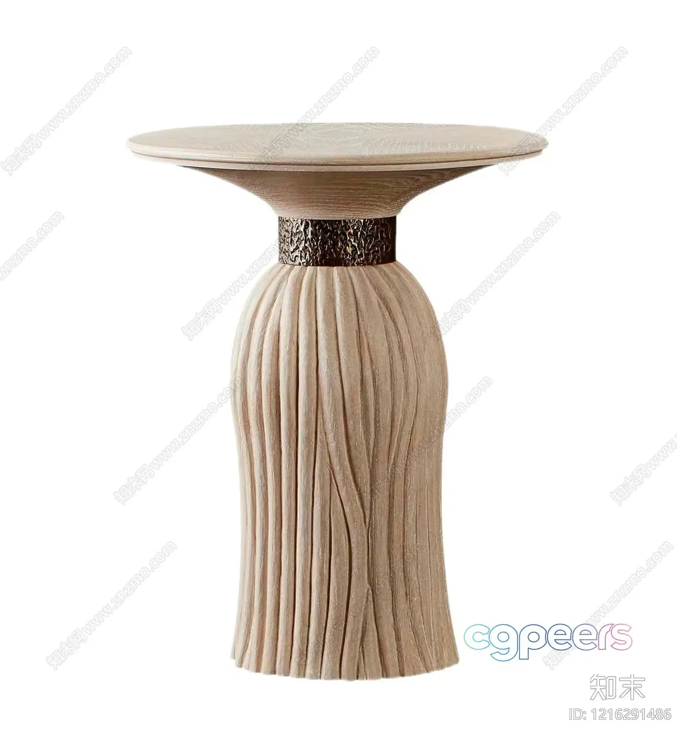 Wooden Pedestal With A Flat Top 3D Model – 14259 – VRAY Render