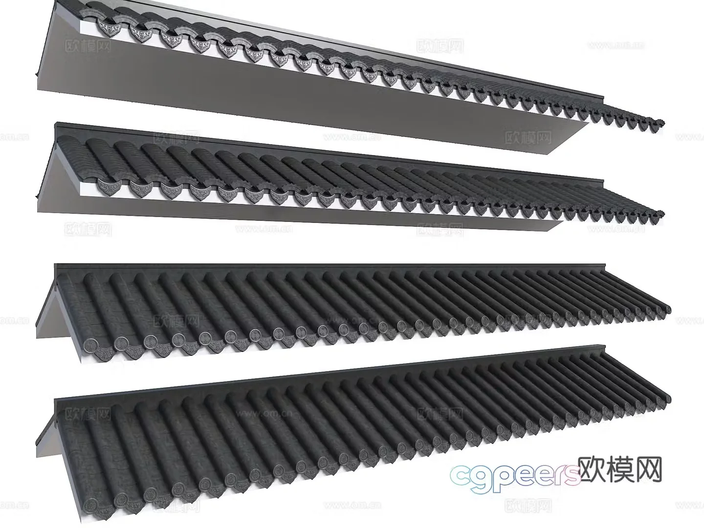 Chinese eaves ancient building roof roof style traditional building roof hexagonal roof Han roof volume 3d model