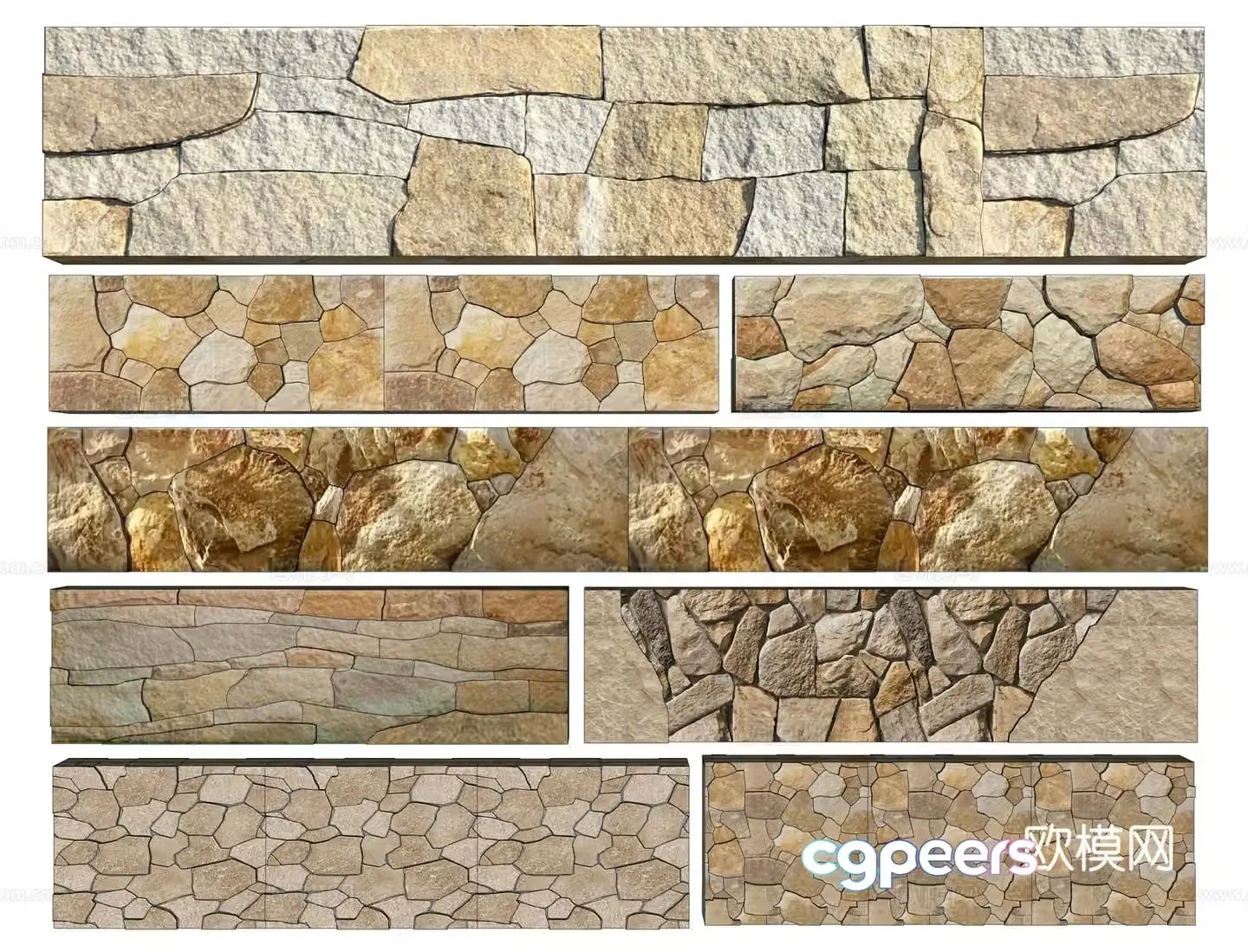 New Chinese style matte stone landscape wall dry slag stone wall rural matte stone wall stone wall dry stone wall stone 3D model
