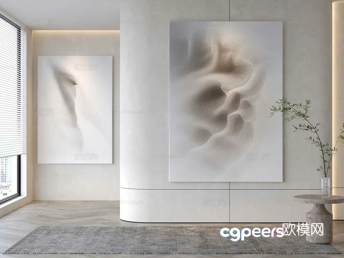 Modern decorative painting Texture painting Abstract painting 3d model